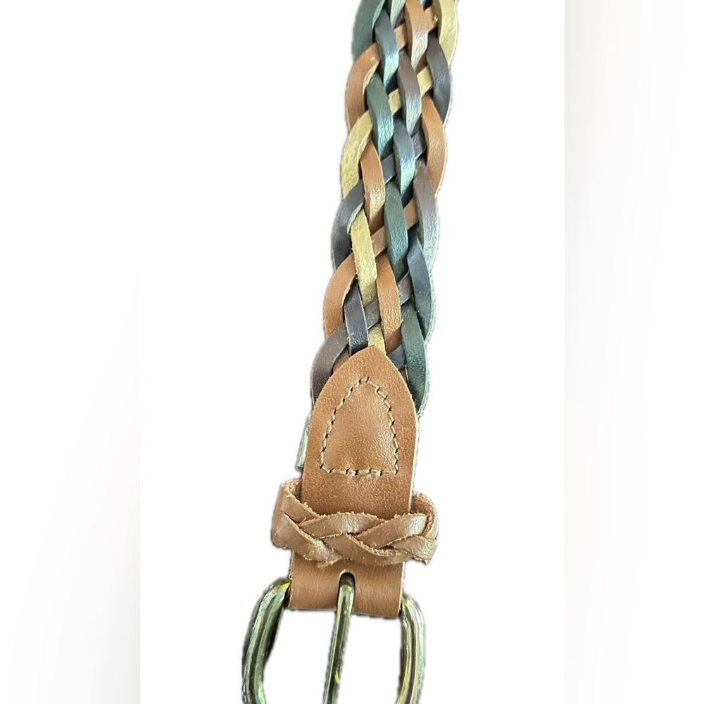 Vintage braided women’s leather belt multi color 35”